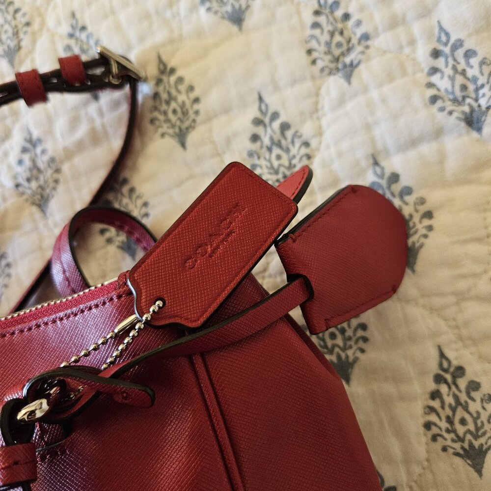 Coach Peyton Leather Mini Carryall Satchel Crossbody Bag F32829 RED NWT - Picture 8 of 16